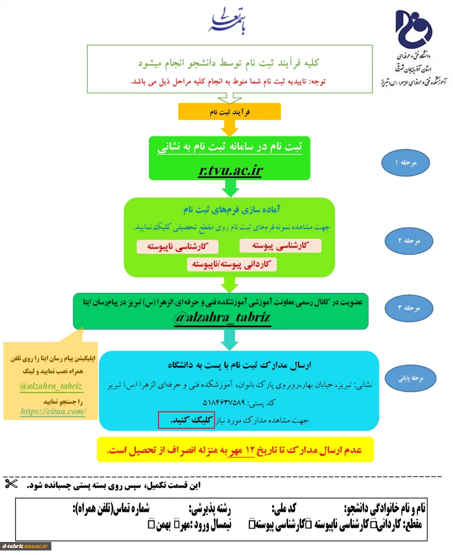 مدارک مورد نیاز برای ثبت نام 3