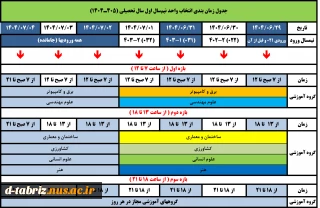 جدول زمانبندی انتخاب واحد